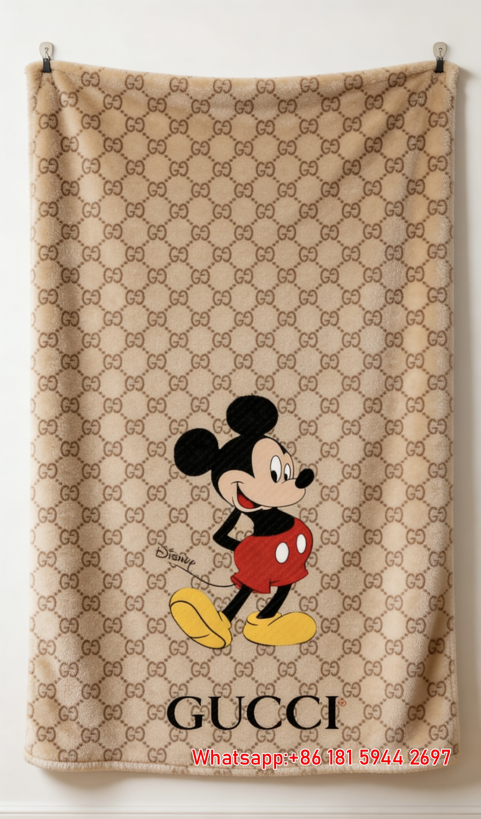 Gucci Standing Mickey Mouse Flannel Blanket Wall Hanging throw blanket IMG_2414